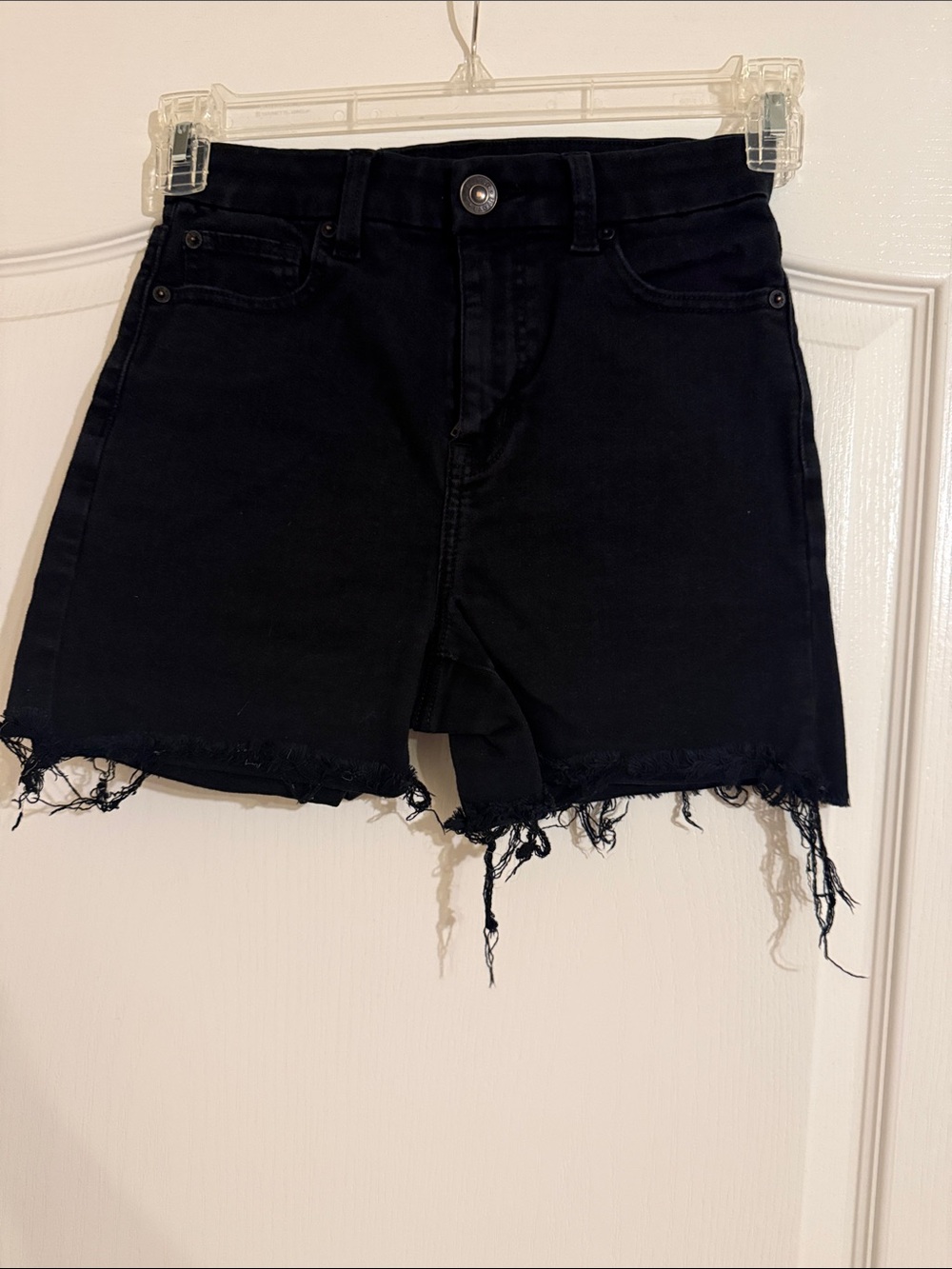 American Eagle Outfitters Black Distressed Frayed Hem Jean Shorts